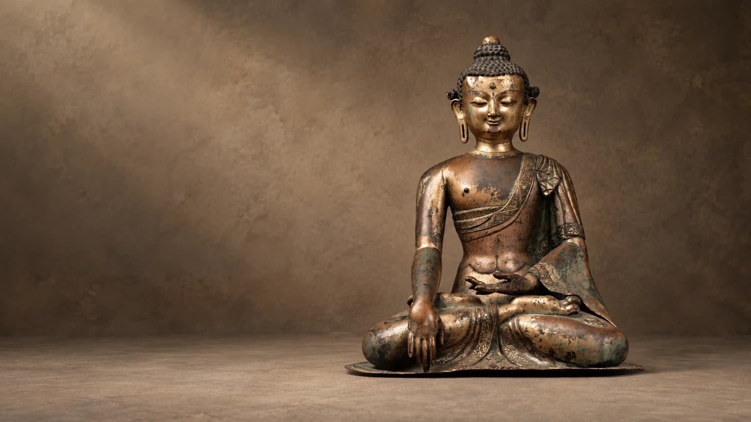Detail of a traditional cast Buddhist statue