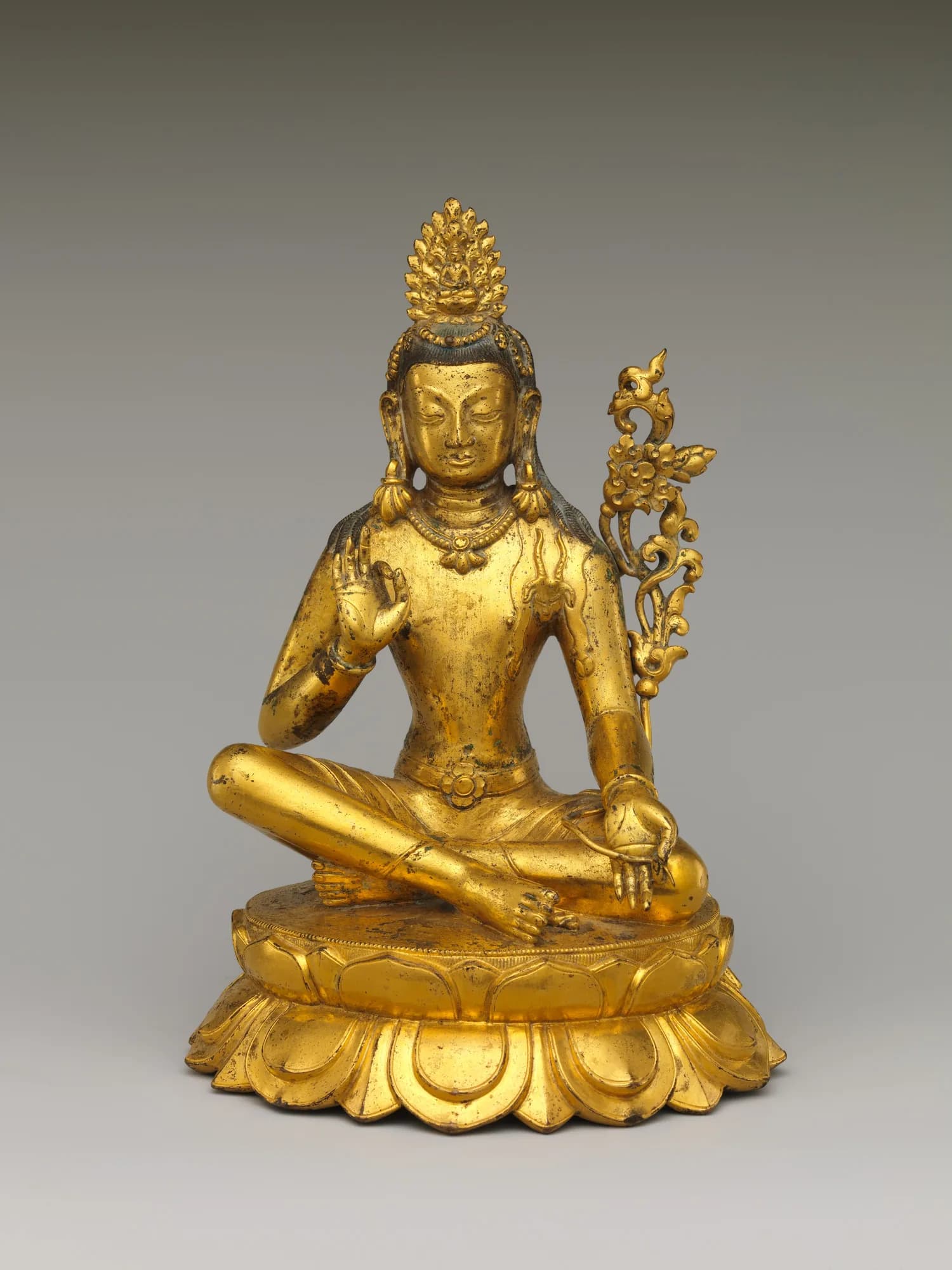 Seated Avalokiteshvara, the Buddha of Infinite Compassion — Tibet or Mongolia, 17th century. Museum reference image standing in for Green Tara.