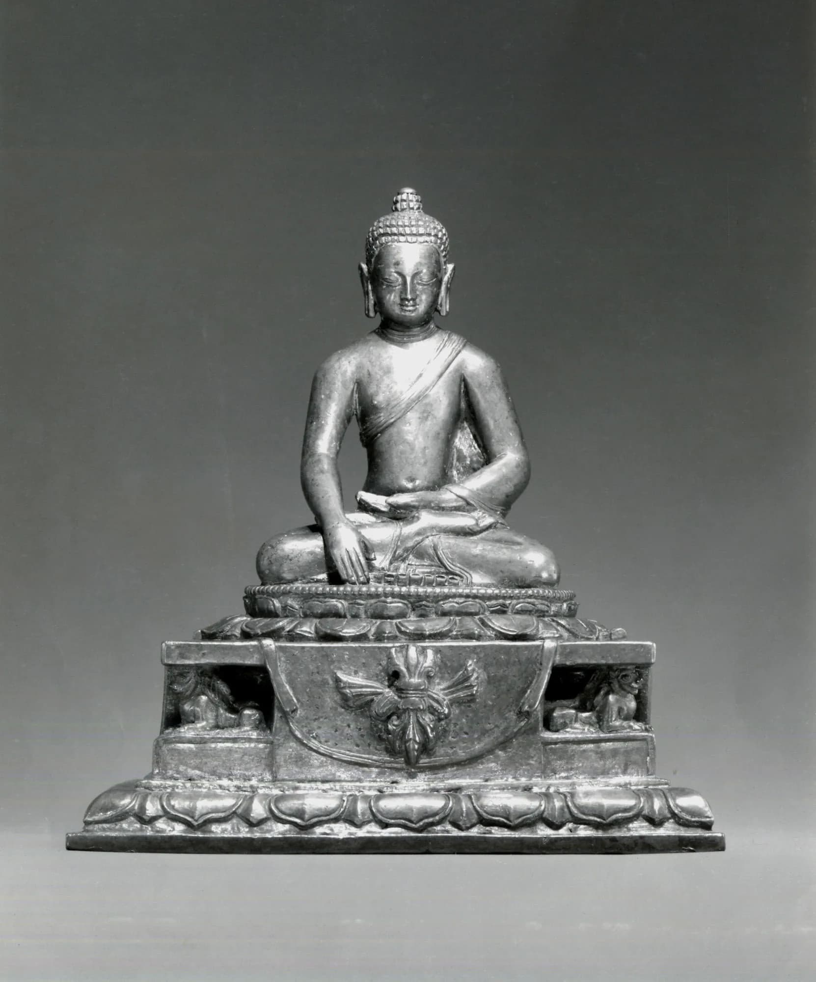 Akshobhya, the Transcendent Buddha of the East — Nepal (Kathmandu Valley), 12th century. Museum reference image standing in for Thousand-Armed Chenrezig.